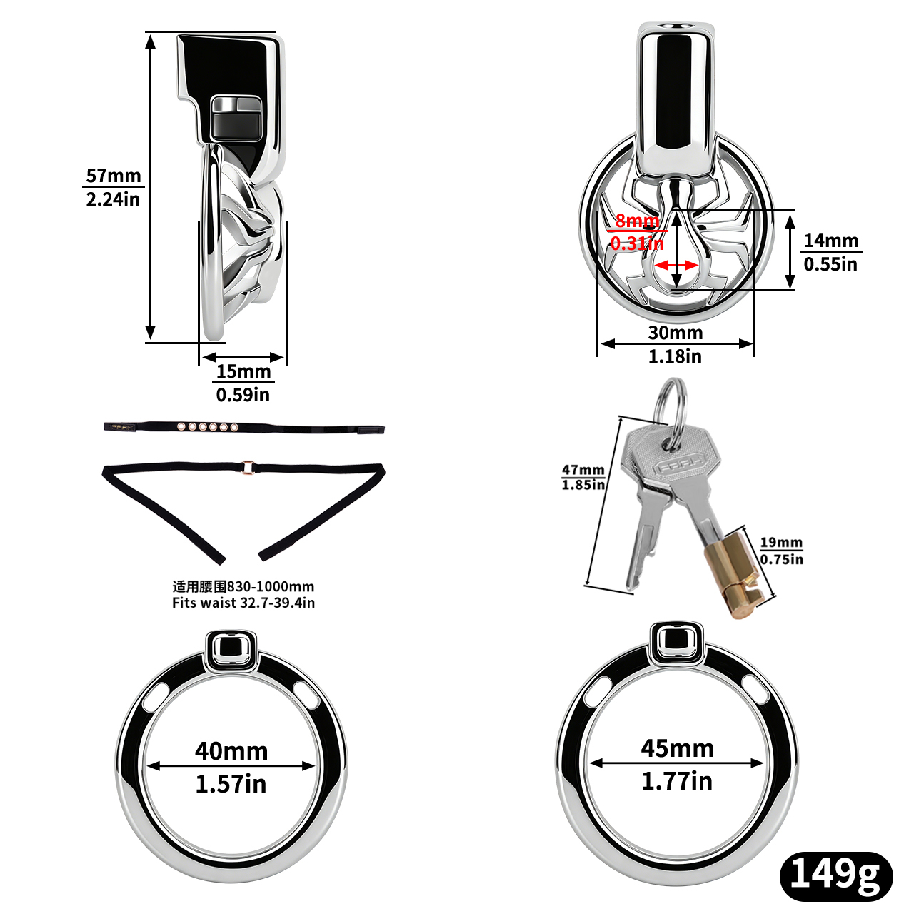 FRRK-328AS+(K-17)40mm+(K-17)45mm)+ceinture(PU-8)-noir
