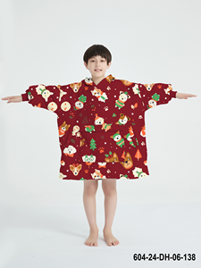 Manta usable de fábrica con capucha para niños, sudadera de franela Sherpa, manta con bolsillo <span class=keywords><strong>gigante</strong></span>, manta con capucha para niños con mangas - Product Image 3