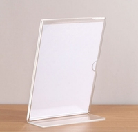 Présentoir transparent de cintrage à chaud en forme de L acrylique en gros, table de cartes, étiquette de prix, panneau publicitaire, panneau debout