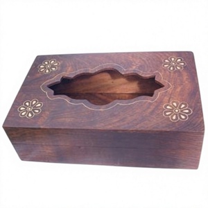 Lowellcraft Classic Wood Cover Plastic <b>Tissue</b> Box Napkin <b>Paper</b> Holder Organizer Stylish Natural Top Durable Plastic Base Elegant - Product Image 1