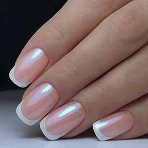 Simplicidad francesa 24 piezas Uñas artificiales naranjas desnudas Cuadrado Blanco Edg Prensa en las uñas Color sólido - Product Image 1