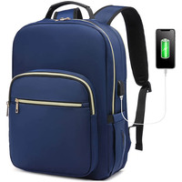 Tas Ransel Laptop Wanita Bergaya Quilted dengan Penutup Ritsleting, Port USB, Kapasitas Besar 16 Inci, Pegangan Lembut, Tali untuk Penggunaan Bisnis dan Sekolah