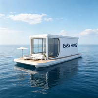 Maison flottante mobile, cabane flottante préfabriquée, espace de vie flottant pour le tourisme lacustre