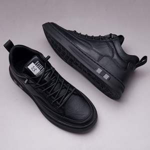 2025 New Leather Men's Running Shoes-High quality <b>Black</b> Lace-up Trendy Platform skate Casual Shoes Fashion <b>Sneakers</b> Men Shoes - Product Image 4