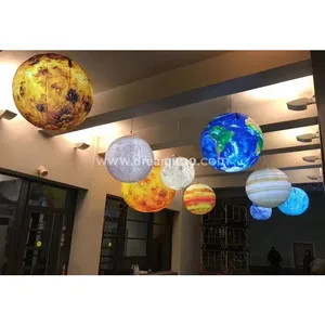 Planet Tiup Dekorasi Pesta Tema Luar Angkasa, Sembilan Planet Bulan Bumi Tiup Model Gantung Led