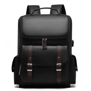 Custom Logo British Retro Soft PU Leather <b>Backpack</b> USB Charging Large Capacity Travel Belt Buckle <b>Backpack</b> - Product Image 5