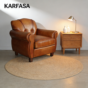 Canapé individuel classique en <span class=keywords><strong>cuir</strong></span> véritable <span class=keywords><strong>vintage</strong></span> brun moderne pour salon/chambre d'hôtel/appartement/atelier, fabrication artisanale - Product Image 1