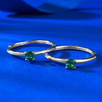 S925 argent aiguille cercle mode solide cercle 4*4mm vert diamant boucles d'oreilles polyvalent boucles d'oreilles Hong Kong Style bijoux de mariage
