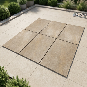 Hazel <b>Stone</b> Beige Granite Look 20mm Thick Porcelain Outdoor Tiles Heavy Duty R11 Matt Mall Parking <b>Paving</b> Slabs - Product Image 3
