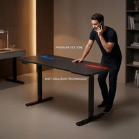 Bureau de direction moderne AOR en acier inoxydable de qualité commerciale, hauteur réglable, avec éclairage LED intégré et protection contre la surchauffe