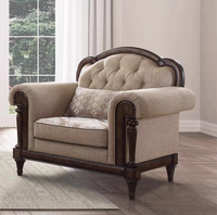 Canapé Chesterfield Classique pour la Maison en Bois Massif, 3 Places, avec Tissu de Haute Qualité au Design Américain pour Salon