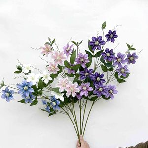 Clematis artificiel Quan Zhengxing 80 cm, fleur en soie pour décoration de mariage et de maison, violet, violet clair, rose, bleu, rouge - Product Image 4
