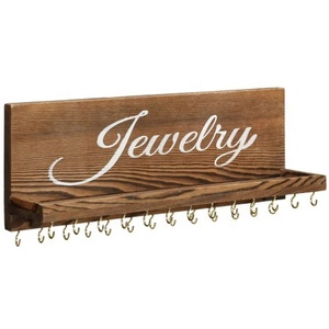 2026 OEM <strong>Wood</strong> Jewelry <strong>Shelf</strong> <strong>Dark</strong> Brown BurnWood Jewelry <strong>Shelf</strong> t <strong>Wood</strong> Jewelry <strong>Shelf</strong> W/ Cursive Writing - Product Image 1
