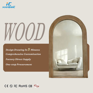 Miroir décoratif en bois moderne européen extra large, sur pied, avec cadre en bois et verre anti-explosion, respectueux <span class=keywords><strong>de</strong></span> l'environnement - Product Image 1