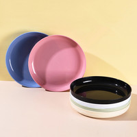 Groothandel op maat gemaakte logo tarwehalm serviesset effen kleur verticale soepkom saladebord waterbeker servies set