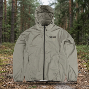 Veste de pluie à capuche pour adultes personnalisée, 100% polyester, fermeture éclair, légère, imperméable, coupe-vent, respirante, simple, pour la course à pied et le cyclisme - Product Image 3