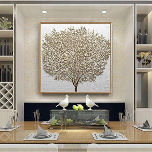 Stile nordico dorato ricco albero immagine luce pittura a olio <span class=keywords><strong>su</strong></span> <span class=keywords><strong>tela</strong></span> <span class=keywords><strong>poster</strong></span> e stampe Cuadros immagini di arte della parete per il soggiorno - Product Image 1