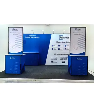 Toolless 10 X 20 Custom Trade Show Display Equipment Fair Stand Movable Metal Frame Tradeshow Booth With Counter Shelves