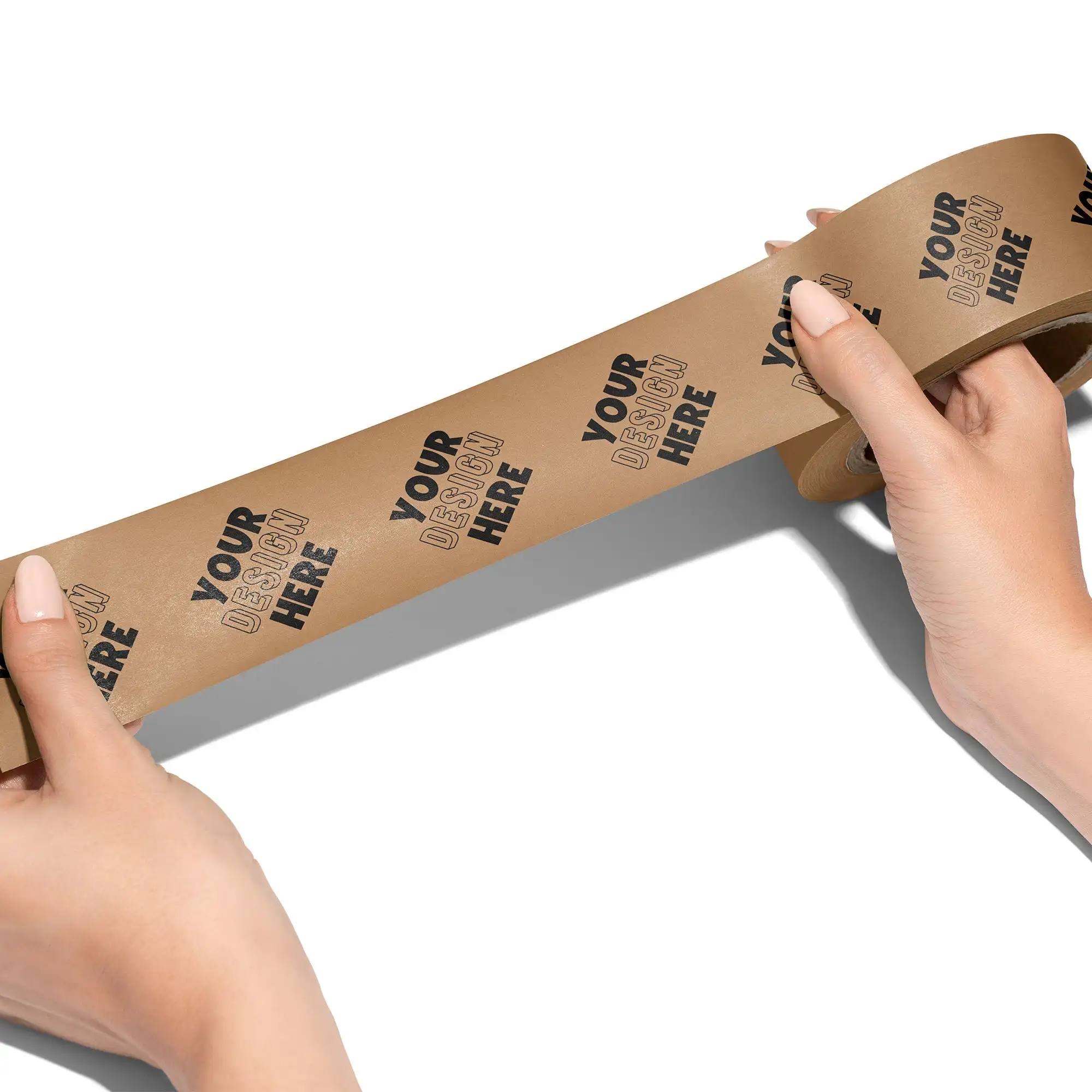 Özel ucuz takviyeli Logo baskılı yapışkanlı Kraft kağıt ambalaj bandı