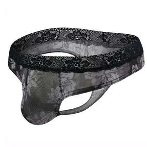 Sous-vêtements sexy transparents jetables taille basse pour hommes <span class=keywords><strong>String</strong></span> imprimé en maille avec dentelle respirante Confortable et pratique - Product Image 5