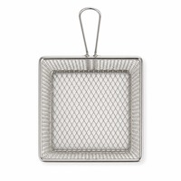 Panier à chips perforé en acier inoxydable à trous carrés avec poignée pour la présentation des aliments en restaurant