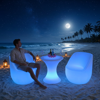 Table de bar LED professionnelle pour boîte de nuit, table haute moderne en plastique PE, lumineuse, étanche, avec télécommande, ensemble de meubles