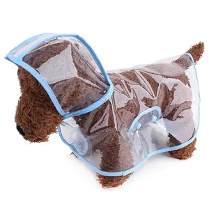 Jas hujan perlengkapan hewan peliharaan anjing Teddy jas hujan hewan peliharaan ponco hujan mode plastik bening baru dan berukuran kecil