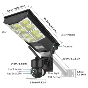 Lampadaire solaire LED avec caméra CCTV, batterie Lifepo4 IP66, corps en aluminium, matériau ABS, éclairage solaire LED extérieur - Product Image 3