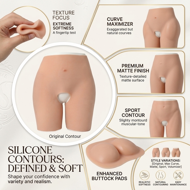 Shapes Big and Plump Bum Full 100% Softe Silicone Buttocks and Hips Enhancer Pads Silicone Panties