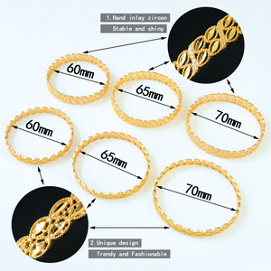 High Quality Fashion Zircon Bracelet 21k Gold Plated Non Tarnish Leaf Beautiful Hand <b>Bangle</b> for Women Wedding Party - Product Image 6