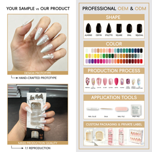 <span class=keywords><strong>Faux</strong></span> <span class=keywords><strong>Ongles</strong></span> Réutilisables Personnalisables 24 Pièces Printemps-Été Effet Ethéré Rose Bleu Ombré Nœud Perle 3D Longs Amande pour Mariée - Product Image 3