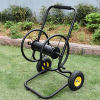 Nouveau design, vente en gros, dévidoir de tuyau mural réglable en acier à 2 roues avec raccord en laiton, norme ANSI, pour l'irrigation et les voitures