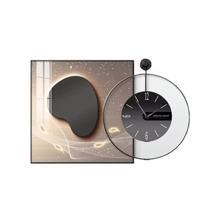 モダンホームデコレーション絵画壁時計シンプル背景壁リビングルームダイニングルーム時計クリスタル磁器絵画 - Product Image 5