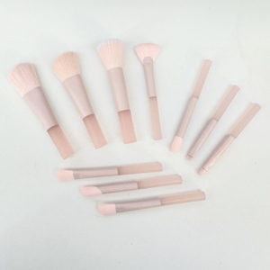 Ensemble de 10 mini-pinceaux de maquillage transparents rose pêche, pinceaux cosmétiques portables pour le maquillage du <span class=keywords><strong>visage</strong></span> et des yeux - Product Image 5