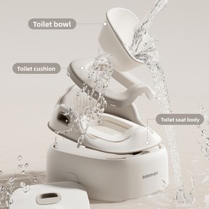 Silla de Entrenamiento para Ir al Baño 3 en 1 para Bebés, con Asiento Acolchado de PVC, Lavable, de Plástico - Product Image 6