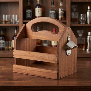 Estante de Almacenamiento de Vino de Una Sola Capa, Portátil, Personalizable, de Madera Marrón Vintage, Ecológico, No Plegable, con Acabado Pintado - Product Image 1