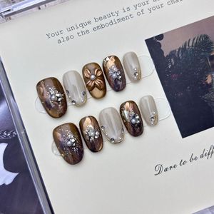 Tendencia de <span class=keywords><strong>Uñas</strong></span> de Primavera: <span class=keywords><strong>Uñas</strong></span> Postizas con Diseño de <span class=keywords><strong>Flores</strong></span> en <span class=keywords><strong>Acuarela</strong></span>, Efecto Ojo de Gato, Cromadas, Forma Almendrada, para Mujeres y Niñas - Product Image 4