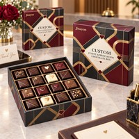 Boîte cadeau chocolat Saint-Valentin personnalisée avec logo d'appréciation client, couvercle et base en papier couché imprimé CMYK
