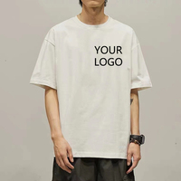 T-shirt en coton oversize à manches courtes d'été pour hommes, logo personnalisé imprimé, tissu en jersey décontracté à col rond, longue longueur, vente en gros