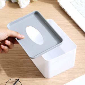 Boîte à mouchoirs créative sans perçage, en plastique blanc citron vert, pour salon, chambre et salle de bain - Product Image 4