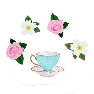 Suministros impresos para fiesta de té de la tarde, conjunto de decoraciones colgantes Vintage de té Floral - Product Image 5