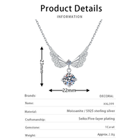 Joyería fina al por mayor Plata de Ley 925 1 quilate Moissanite elegante alas de Ángel colgante collares para mujeres