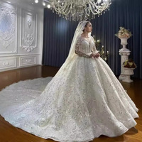 Robe de mariée 2025, paillettes, dentelle française, robe de mariée, robe de soirée élégante, princesse blanche, robe de mariée musulmane de luxe