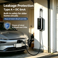 Chargeur EV portable haute performance 32A 110V 240V pour l'Amérique latine, homologué IK10, contrôle continu 24h/24 et 7j/7 via l'application Tuya, Type 2 GBT