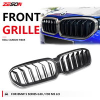 Grille de calandre avant en fibre de carbone à mailles diamantées pour BMW Série 5 G30 M5 F90 530i 530e 540i M550i LCI 2021-2023 Remplacement