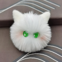 Adorable porte-clés chat pompon en peluche, longue fourrure multicolore, rembourré en coton, pour sac ou accessoire vestimentaire