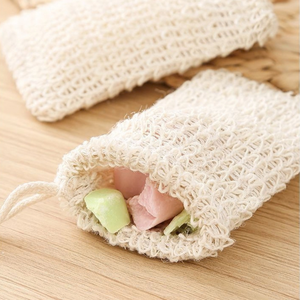Pochette en coton sisal naturel pour savon, exfoliante, avec cordon de serrage, support suspendu, sans plastique, pour la salle de bain - Product Image 2