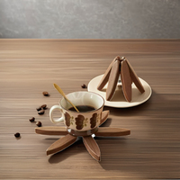 Ensemble de sous-verres en bois en forme d'arbre de noyer noir naturel de haute qualité pour tapis et tampons de tasse à café