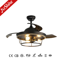 Ventilateur de plafond intelligent 1stshine de 42 pouces avec pales cachées, contrôle facile et éclairage rétractable pour la décoration de la maison