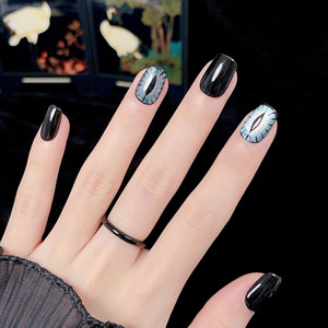 Uñas Postizas Reutilizables Cortas de Alta Calidad al por Mayor de Fábrica, Diseño de Ojo de Gato Azul, <span class=keywords><strong>Puntas</strong></span> de Uñas Postizas - Product Image 4